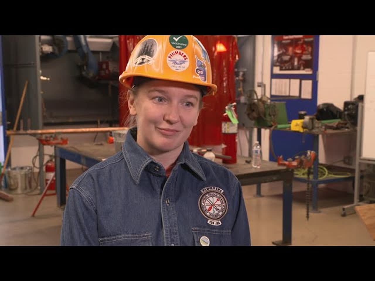 Plumbers Local 130 apprentices in the union training center